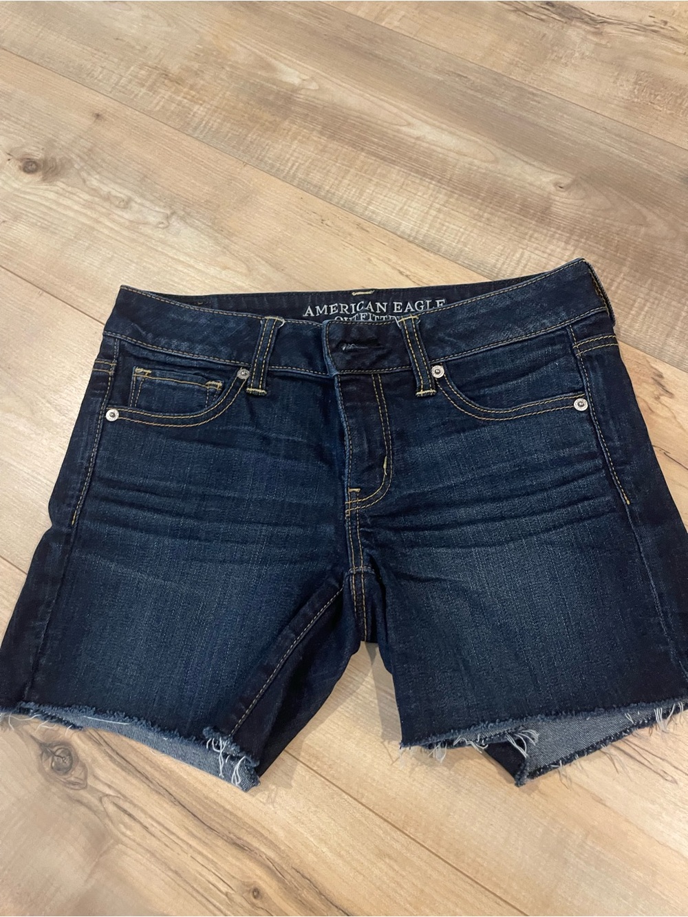 American Eagle Outfitters Dark Blue Denim Cutoff Shorts 8